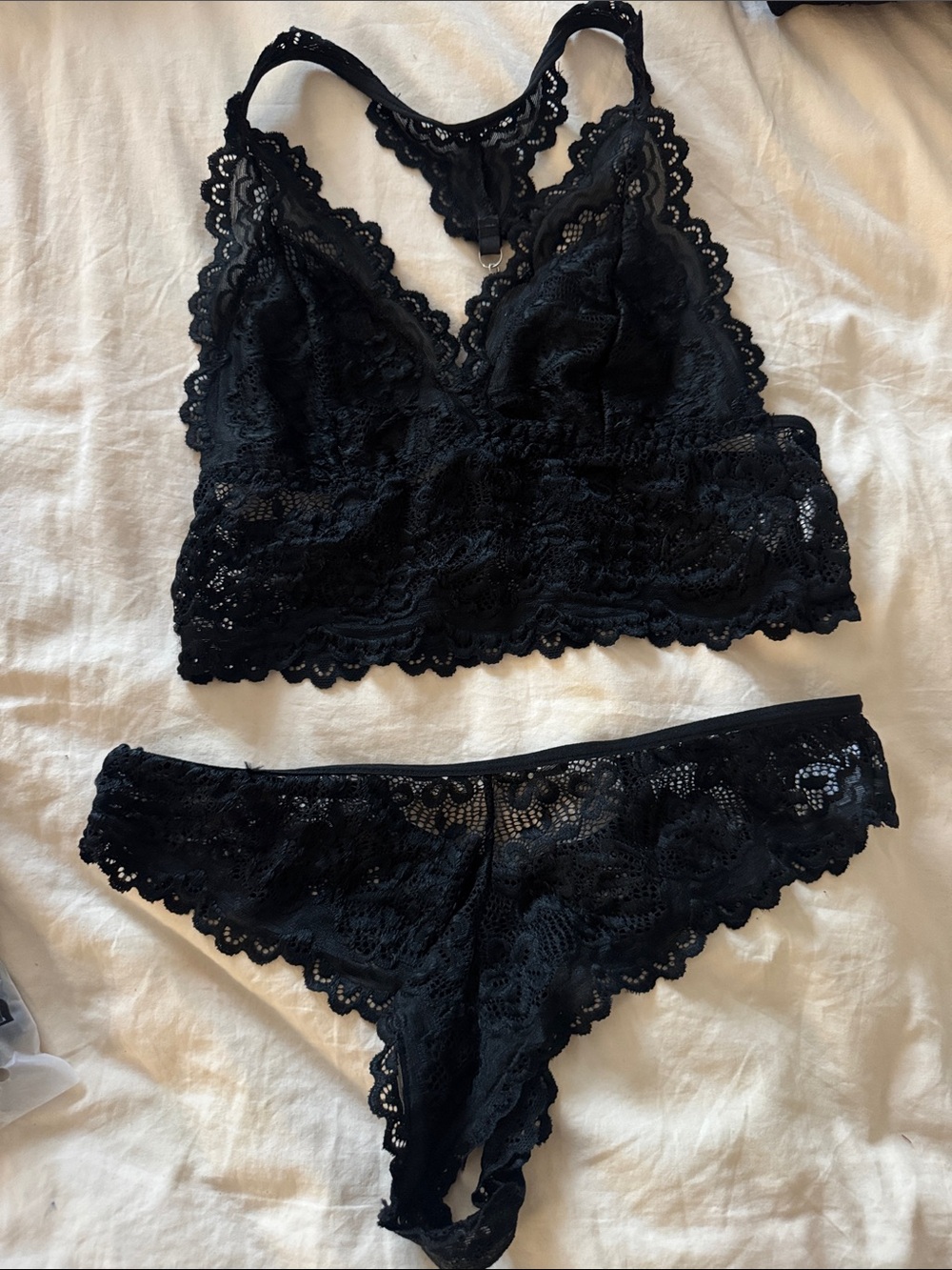 Black Lace Bralette & Bikini Panty Set - Elegant Women's Intimates